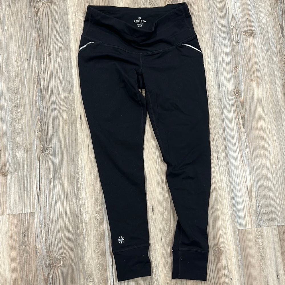 ATHLETA Black Reflective RN 54023 Leggings - Size XSP
